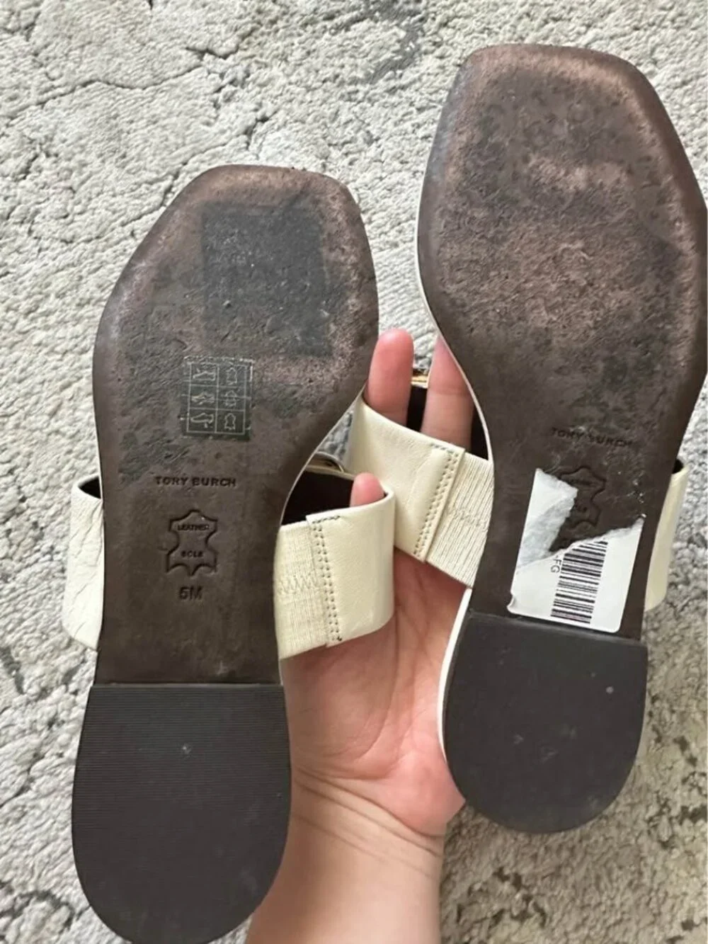 Tory Burch Georgia Logo sandals in ivory size 5